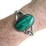 Malachite Solid 925 Sterling Silver Cuff Bracelet