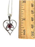 Pink Tourmaline heart Solid 925 Sterling Silver Pendant with chain