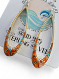 Navajo Oyster Shell & Fire Opal Inlay Solid 925 Sterling Silver Earrings
