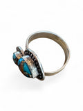 Kingman Turquoise & Spiny Oyster Solid 925 Sterling Silver Ring ADJ