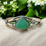 Chrysoprase Solid 925 Sterling Silver Cuff Bracelet