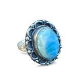 Caribbean Larimar Solid 925 Sterling Silver Ring 9