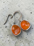 Faceted Carnelian Solid 925 Sterling Silver Earrings