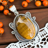 Tiger Eye Pendant – Solid 925 Sterling Silver, Handmade Artisan Jewelry