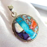 Kingman Trifecta Turquoise Solid 925 Sterling Silver Pendant
