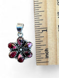 Kingman Red Rose Dahlia flower Solid 925 Sterling Silver Pendant
