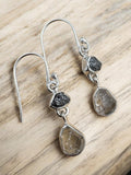 Herkimer Diamond & Meteorite Solid 925 Sterling Silver Earrings