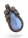 Blue Lace Agate Copper Wrapped Pendant