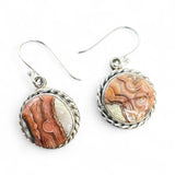 Crazy Lace Agate round Solid 925 Sterling Silver Earrings