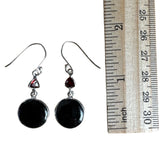 Hypersthene & Garnet Solid 925 Sterling Silver Earrings