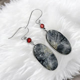 Picasso Jasper & Garnet Solid 925 Sterling Silver Earrings