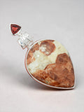 Spessartine Garnet in Limestone & Garnet Solid 925 Sterling Silver Pendant