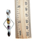 Citrine, Amethyst & Smoky Quartz Solid 925 Sterling Silver Pendant