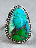 Kingman Peacock Dahlia Solid 925 Sterling Silver Ring 7