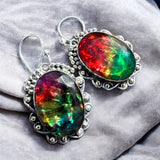 Ammolite Solid 925 Sterling Silver Earrings