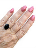 Faceted Black Onyx Solid 925 Sterling Silver Ring 6