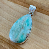 Caribbean Blue Calcite Solid 925 Sterling Silver Pendant