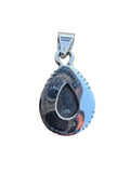 Kingman Pink Dahlia Turquoise Solid 925 Sterling Silver Pendant