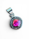 Kingman Pink Dahlia Turquoise Solid 925 Sterling Silver Pendant