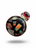Aurora Opal & Onyx Solid 925 Sterling Silver Pendant
