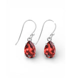 Garnet teardrop Solid 925 Sterling Silver Earrings