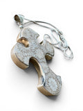 Flower Coral Cross Solid 925 Sterling Silver Statement Pendant with 18” Chain