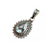 Blue Topaz Solid 925 Sterling Silver Pendant
