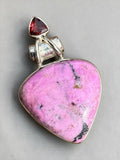 Pink Cobalto Calcite & Garnet Solid 925 Sterling Silver Pendant