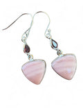 Pink Opal & Garnet Solid 925 Sterling Silver Earrings