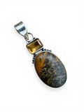 Yellowjacket Jasper & Citrine Solid 925 Sterling Silver Pendant