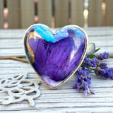 HEART Kingman Purple Dahlia Solid 925 Sterling Silver Ring 6.5