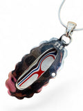 Fordite & Blue Topaz Solid 925 Sterling Silver Pendant with 20 in chain