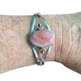 Rhodochrosite Solid 925 Sterling Silver Cuff Bracelet