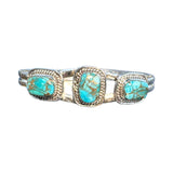 Kingman Blue Copper Turquoise Solid 925 Sterling Silver Cuff Bracelet