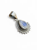 Faceted Rainbow Moonstone Solid 925 Sterling Silver Pendant