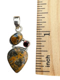 Moroccan Yellow Jacket Jasper & Garnet Solid 925 Sterling Silver Pendant