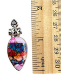 Kingman Pink Dahlia Turquoise & Garnet Solid 925 Sterling Silver Pendant (Copy 2)
