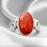 Red Moss Agate Solid 925 Sterling Silver Ring 7.5