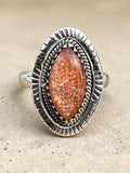 Sunstone Solid 925 Sterling Silver Ring 7.5