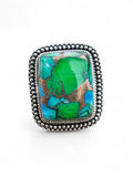Kingman Peacock Dahlia Solid 925 Sterling Silver Ring 6.5
