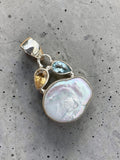 Pearl Multi-Stone Solid 925 Sterling Silver Pendant
