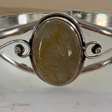 Golden Rutilated Quartz Solid 925 Sterling Silver Cuff Bracelet