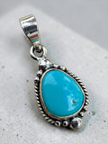 White Water Turquoise Solid 925 Sterling Silver Pendant