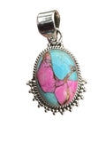 Kingman Cotton Candy Turquoise Solid 925 Sterling Silver Pendant