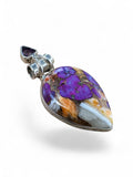 Kingman Purple Turquoise & Oyster Solid 925 Sterling Silver Pendant