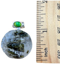 Green Tourmaline in Quartz & Green Turquoise Solid 925 Sterling Silver Pendant
