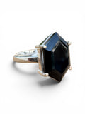 Faceted Black Onyx Solid 925 Sterling Silver Ring 6