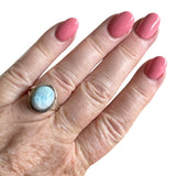 Caribbean Larimar Solid 925 Sterling Silver Ring 7
