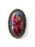 Kingman Pink Dahlia Turquoise Solid 925 Sterling Silver Ring 7