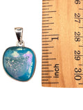 Blue Aura Druzy Solid 925 Sterling Silver Pendant